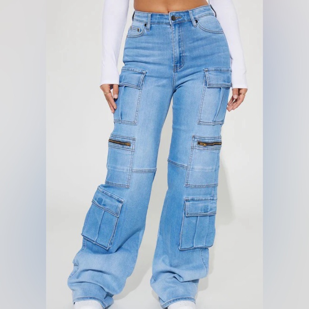 Women's Blue Cargo Jeans
